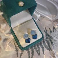 Geometric Diamond Blue Stud Earrings - Thumbnail 1