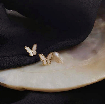 Mother of Pearl Butterfly Stud Earrings