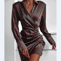 Fashion Sexy Long Sleeve Print Dress - Thumbnail 1
