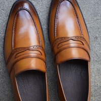 Decent Wear Men's Brown Moccasin Genuine Leather Formal Shoes - Thumbnail 1