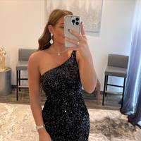 Cute Bodycon Sparkly Black Sequins Homecoming Dress, Short Party Dress - Thumbnail 2
