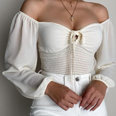 Ladies casual long sleeve sexy shirt top