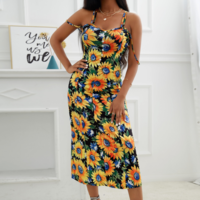 Sling Fashion Print Sleeveless Dress - Thumbnail 1