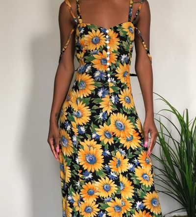 Sling Fashion Print Sleeveless Dress