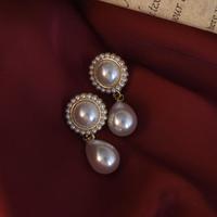 Vintage Pearl Drop Dangle Earrings - Thumbnail 3