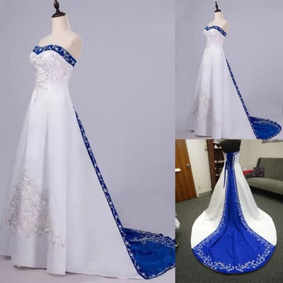 Strapless wedding dresses bridal gown with embroidery - Thumbnail 4