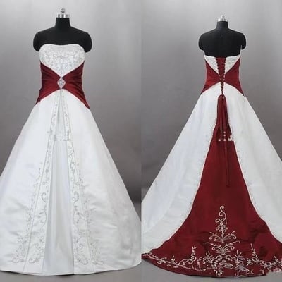 Strapless wedding dresses bridal gown with embroidery wd68 - Thumbnail 4
