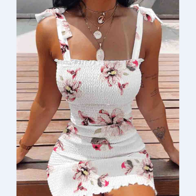 Women's sling print skinny sleeveless dress