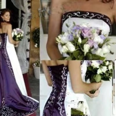 Wedding dresses bridal gown with embroidery purple - Thumbnail 3
