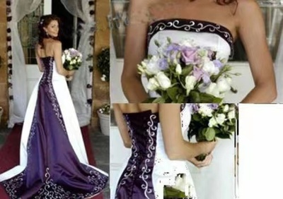 Wedding Dresses Bridal Gown with Embroidery Purple
