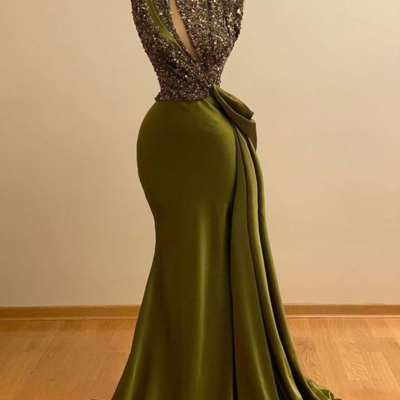 Sexy olive green prom dresses with sparkly sequins,877 - Thumbnail 1