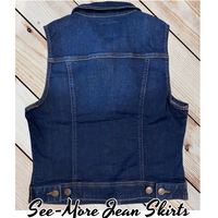 Jessa Dark Wash Jean Denim Vest - Thumbnail 3