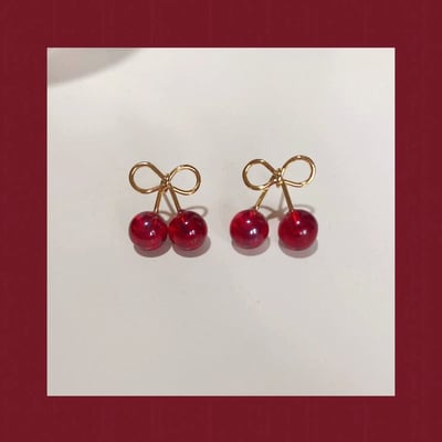 Red cherry stud earrings