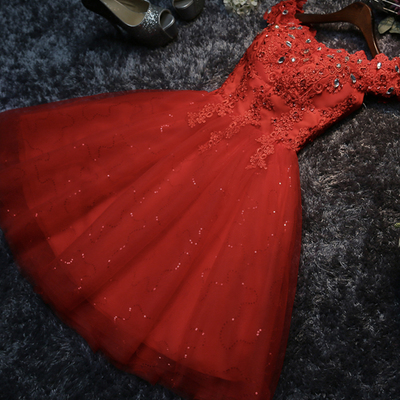 Cute tulle lace short prom dress homecoming dress - Thumbnail 2