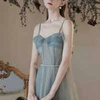 Cute tulle long prom dress A line evening dress - Thumbnail 3