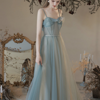 Cute tulle long prom dress A line evening dress - Thumbnail 6