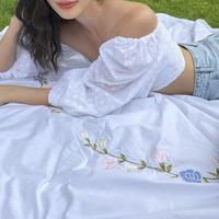 V-neck Hollow out Lace up Long Sleeve Top - Thumbnail 1