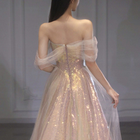 Shiny tulle sequins long prom dress eveing dress - Thumbnail 3