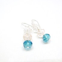 Blue & Pink Silver Earrings