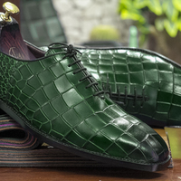 Bespoke Burgundy Alligator Leather Shoes,Men Handmade Dress Oxford Shoes - Thumbnail 2