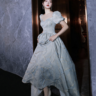 Stylish jacquard long prom dress a line evening dress - Thumbnail 2