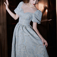 Stylish jacquard long prom dress A line evening dress - Thumbnail 2