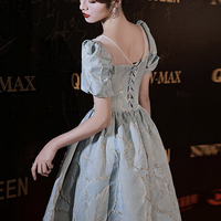 Stylish jacquard long prom dress A line evening dress - Thumbnail 4