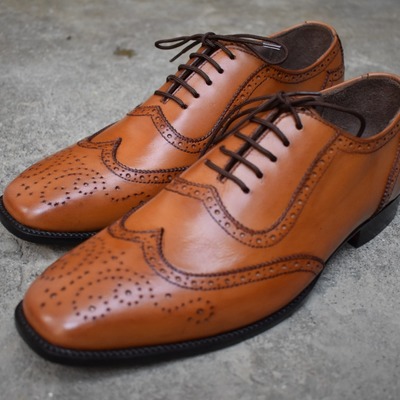 Men's brown oxfords leather lace up shoes - Thumbnail 2