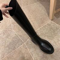 New Round Toe Thick Sole Heightened Oblique Mouth High Boots Knight Boots - Thumbnail 2