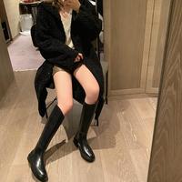 New Round Toe Thick Sole Heightened Oblique Mouth High Boots Knight Boots - Thumbnail 5