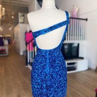 Cute Sparkly Bodycon Royal Blue Velvet Sequins Homecoming Dress - Thumbnail 1