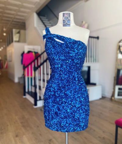 Cute Sparkly Bodycon Royal Blue Velvet Sequins Homecoming Dress