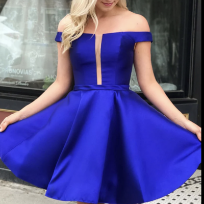 Bateau short homecoming dresses short length - Thumbnail 2