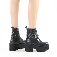 Metal Rings Decor Platform Booties - Thumbnail 3