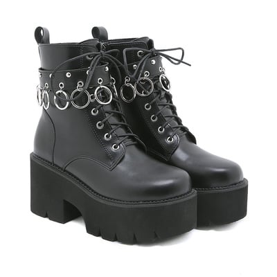 Metal Rings Decor Platform Booties