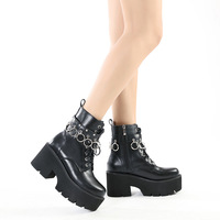 Metal Rings Decor Platform Booties - Thumbnail 4