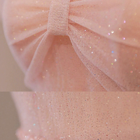 Pink tulle long prom dress pink evening dress - Thumbnail 3