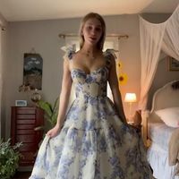 Beautiful Floral Print Chiffon Long Prom Dresses Evening Dress，1434 - Thumbnail 1