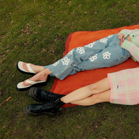 Y2K HAND DRAWING FLOWER JEANS - Thumbnail 4