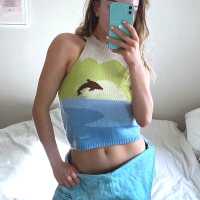 Dolphin knitted tank top