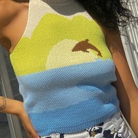 DOLPHIN KNITTED TANK TOP - Thumbnail 1