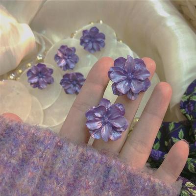 Purple flower stud earrings