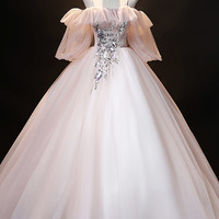 A-Line Pink Spaghetti Straps Long Ball Gown Dress - Thumbnail 5