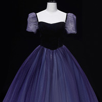 Purple A-line Sparkly Tulle Long Prom Dress - Thumbnail 1