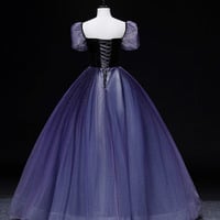 Purple A-line Sparkly Tulle Long Prom Dress - Thumbnail 3