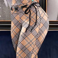 Casual Print Eyelet Skinny Pants - Thumbnail 1