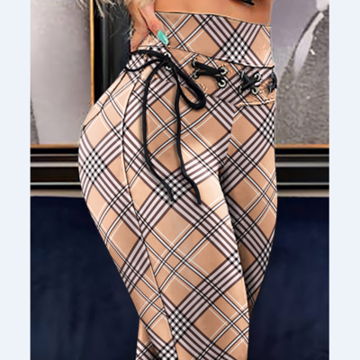 Casual print eyelet skinny pants