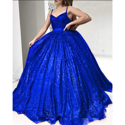 Royal Blue Prom Dresses Sparkly Sequins