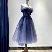 Blue tulle lace short prom dress homecoming dress - Thumbnail 2