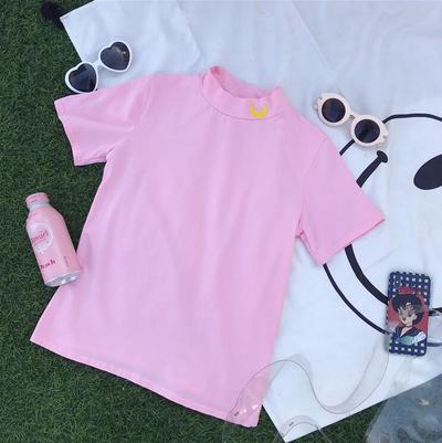 Moon Embroidery Short Sleeve Tee